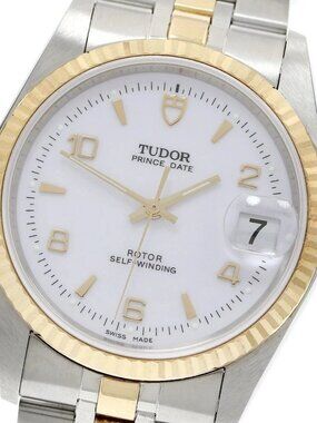 TUDOR Prince Date 74033 YG 2 tone Date white Dial Automatic Men's Watch_942750